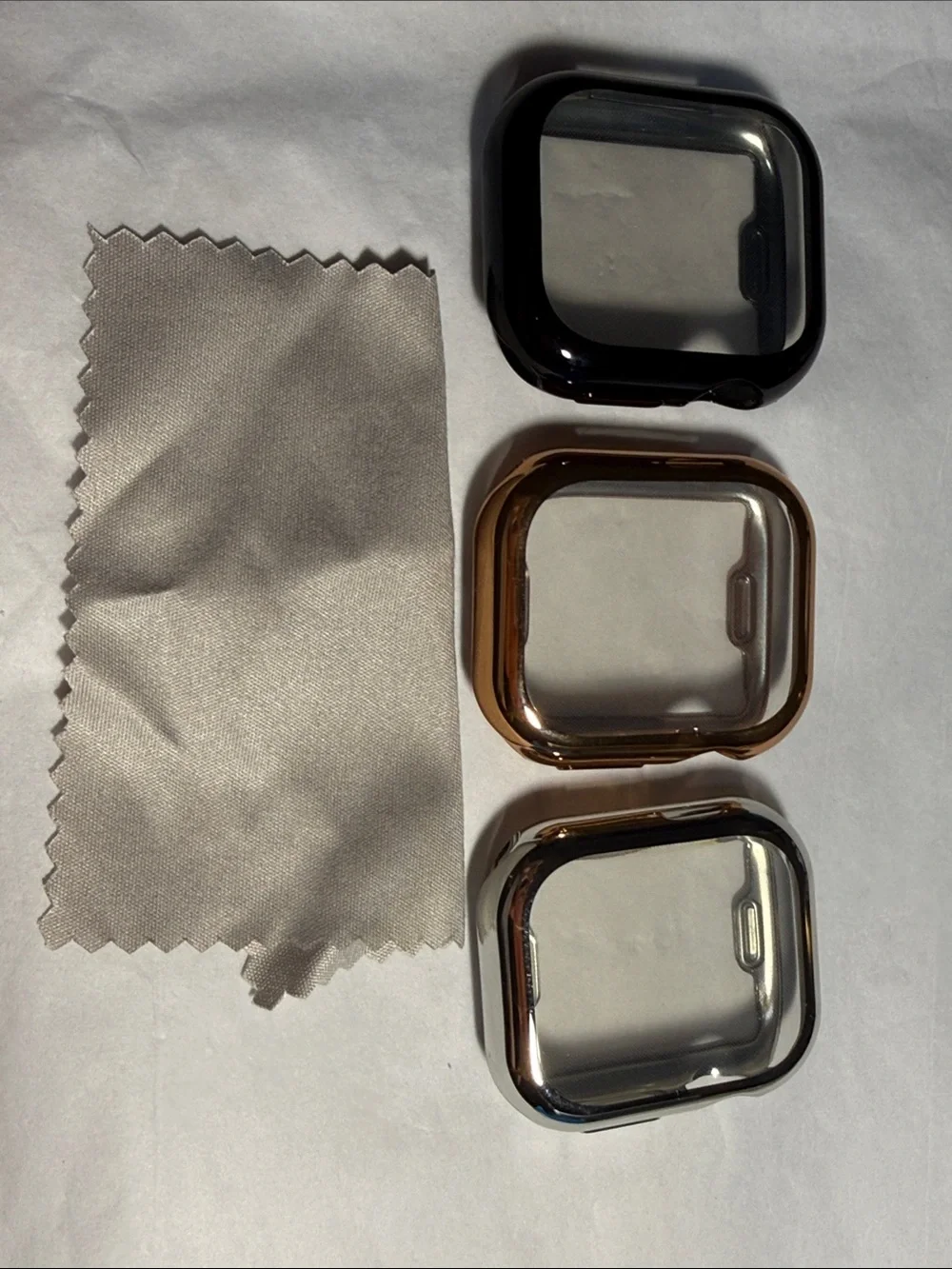 Protective 42mm Watch Case Covers with Cleaning Cloth- Black, Rose Gold, Silver